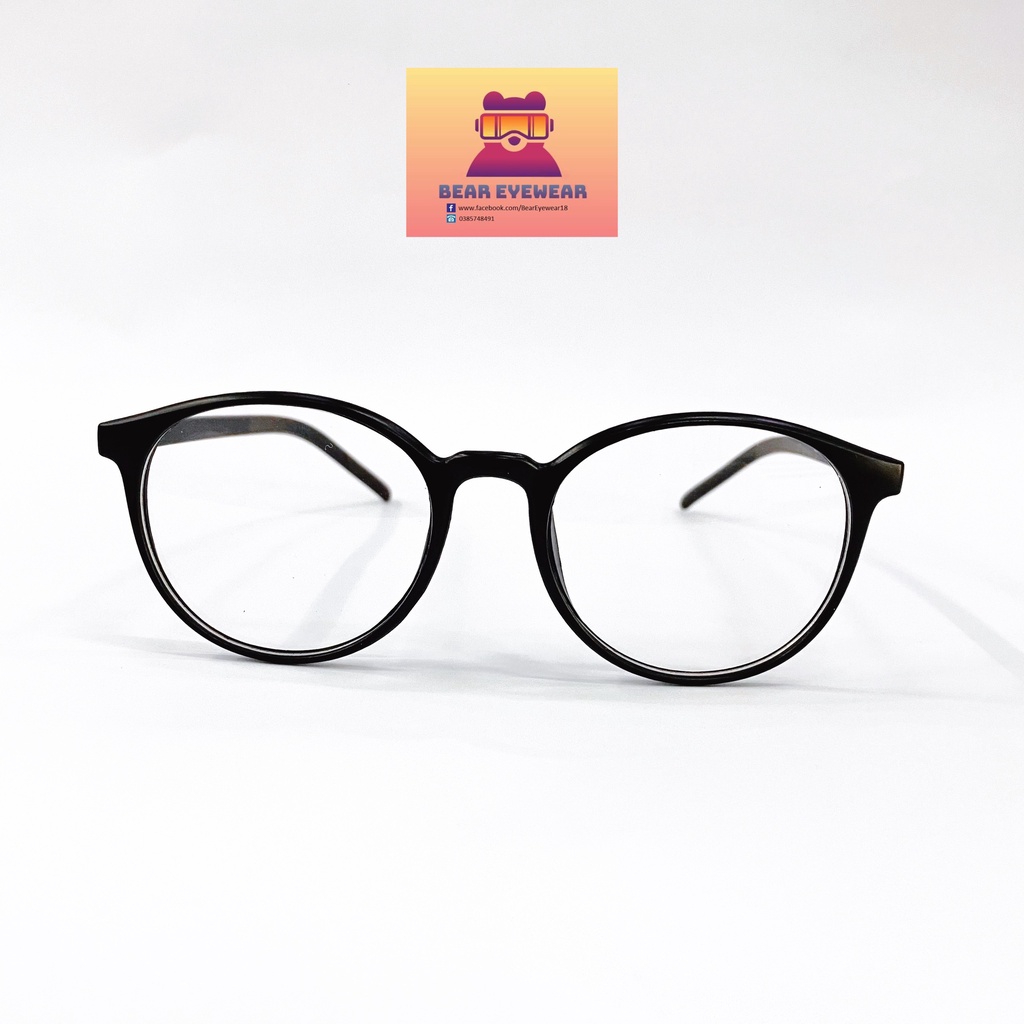 (GIẢM NGAY 50K MÃ BEARUDT6) Gọng kính tròn  nam nữ BEAR EYEWEAR mắt kính tròn gọng kính nhựa dẻo màu đen basic G035 | BigBuy360 - bigbuy360.vn