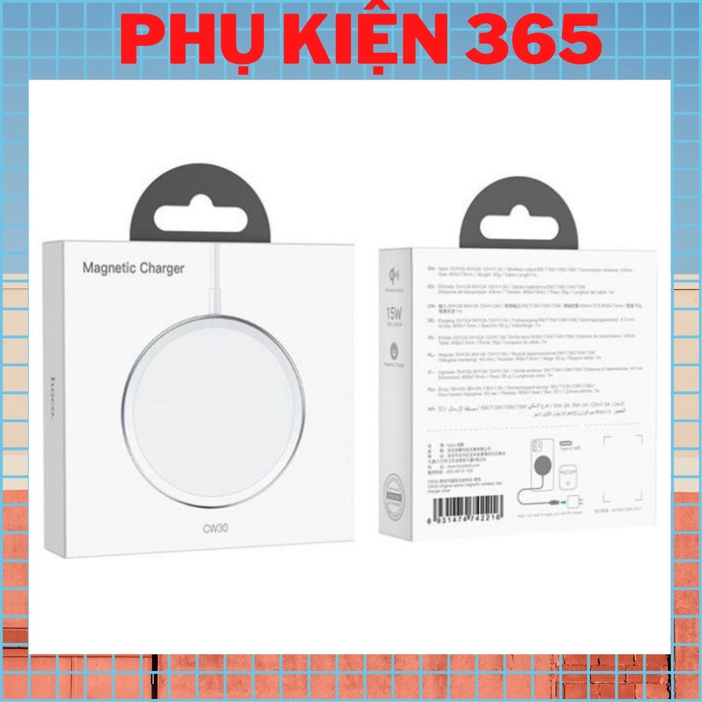 Dock sạc không dây hít nam châm CW30 Pro, đế sạc cho điện thoại và tai TWS - Chính hãng