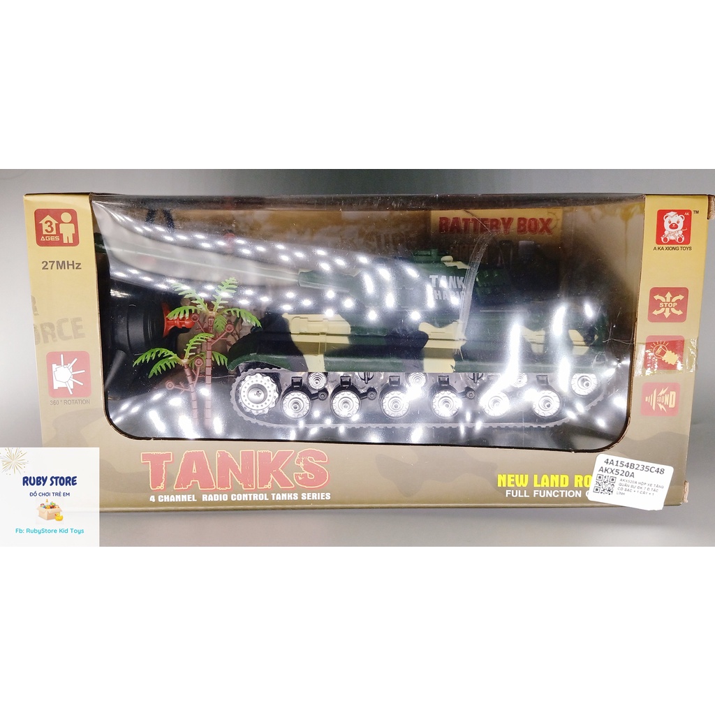 XE TĂNG ĐIỀU KHIỂN TỪ XA 7 ĐỘNG TÁC, CÓ ĐÈN VÀ ÂM THANH SÔI ĐỘNG (Kèm bộ sạc & pin, mô hình lính & cây)