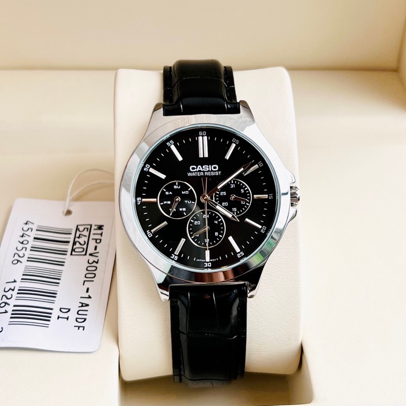 Đồng hồ đôi dây da Casio MTP LTP V300L 1A
