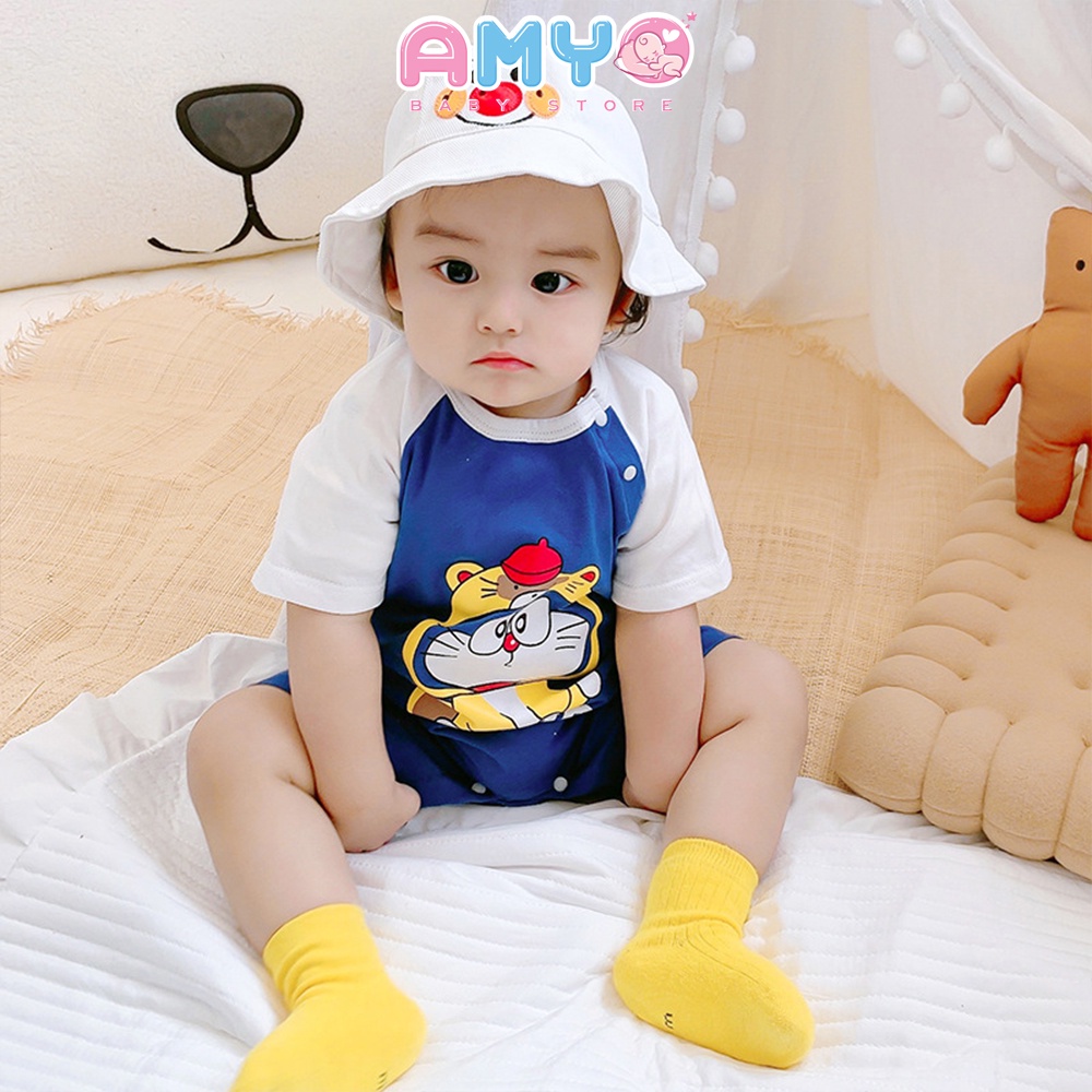 Bodysuit cho bé gái bé trai sơ sinh AMYO bộ body đùi liền thân bé đầy tháng 3 6 9 12 tháng thôi nôi 11.BDM01.08-1