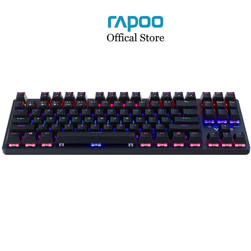 Bàn phím cơ Gaming đa kết nối Rapoo V500 Pro-87 Multimode (Không dây: bluetooth/ Usb 2.4Hz, có dây), pin sạc, Led đa sắc