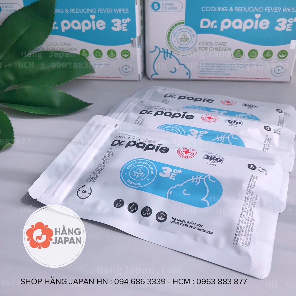 Khăn lau mát hạ sốt Dr.papie cho bé từ 0 tháng tuổi