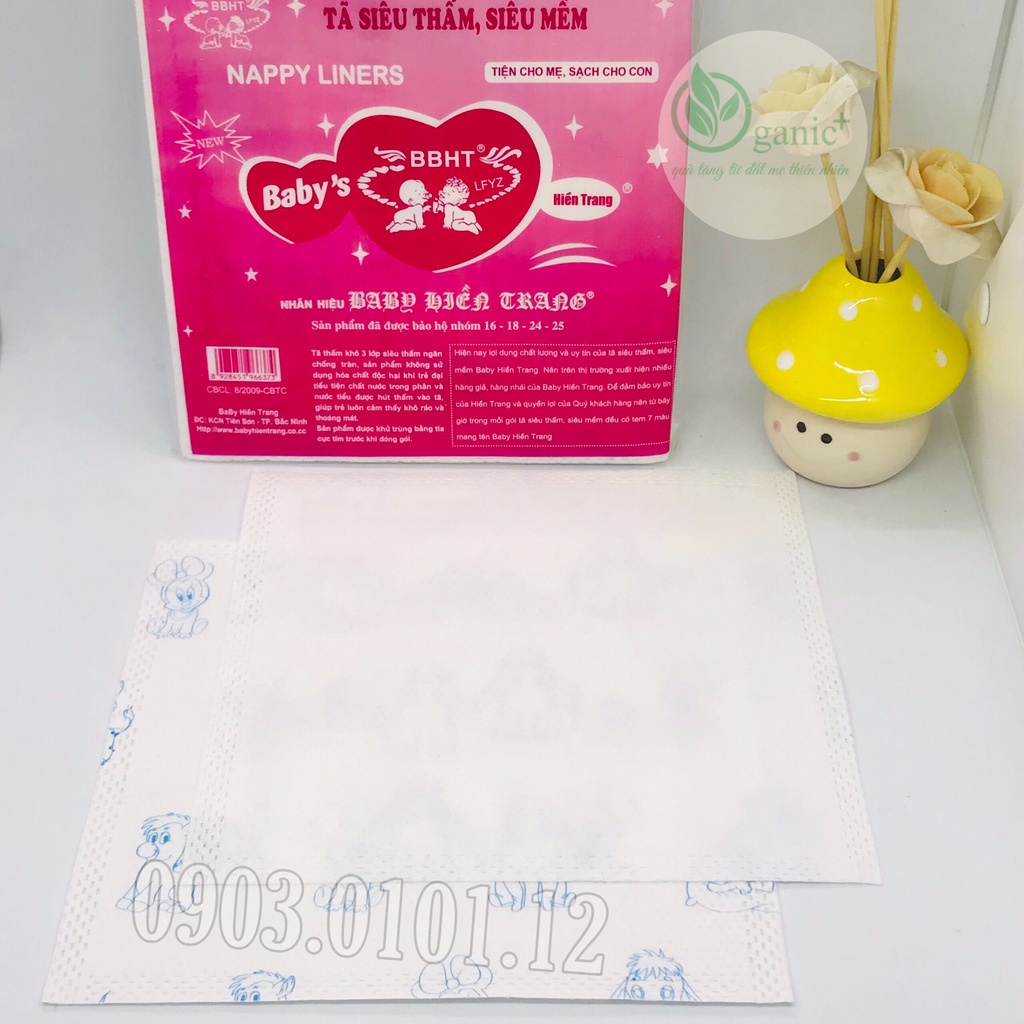 Tấm lót sơ sinh, miếng lót phân xu baby Hiền Trang, 100 tấm có tem chính hãng, siêu thấm hút, siêu tiện lợi