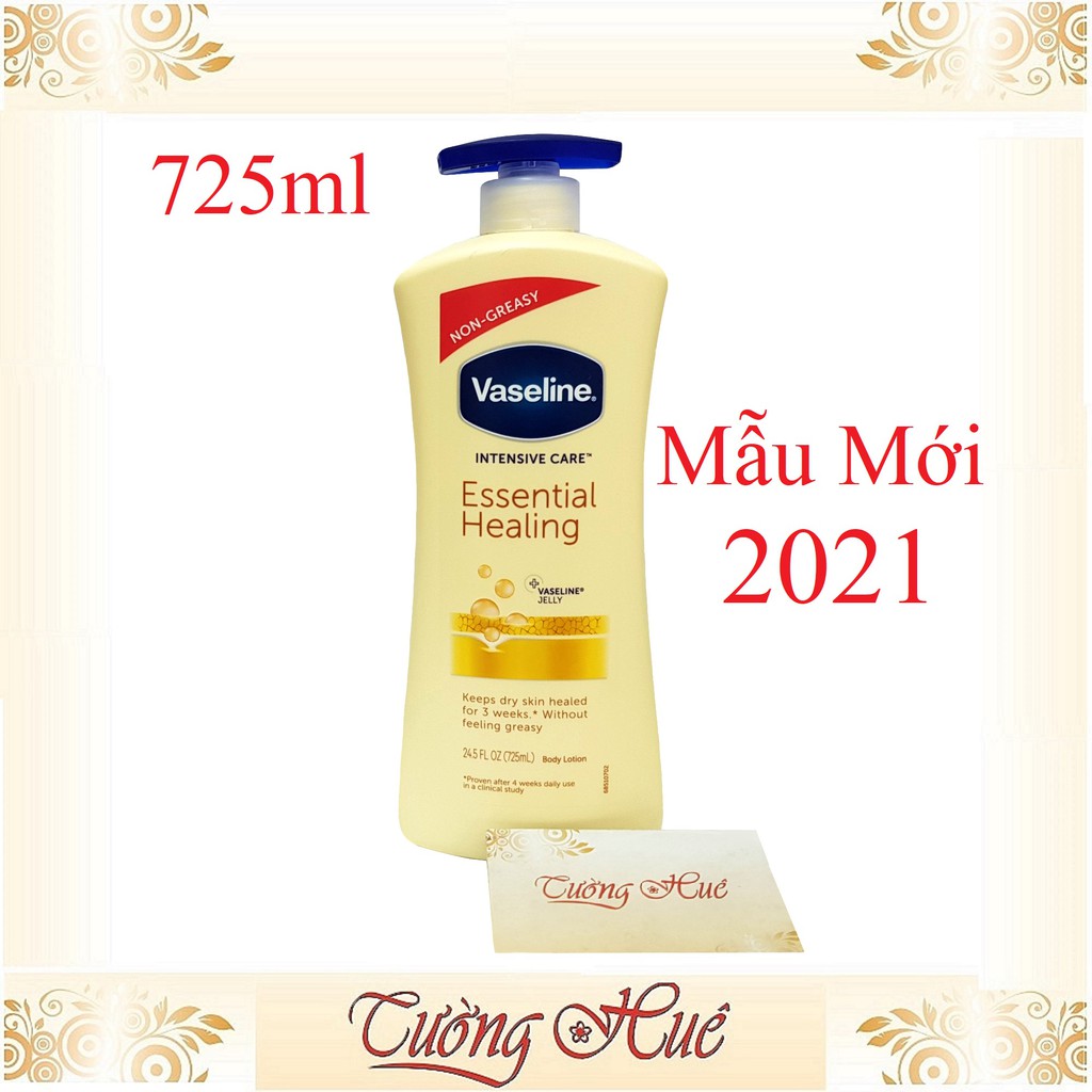 Dưỡng Thể Cấp Ẩm, Phục Hồi Da Vaseline Jelly Pure Oat Extract Essential Healing - 725ml - Vàng ( Mẫu Mới 2021 )
