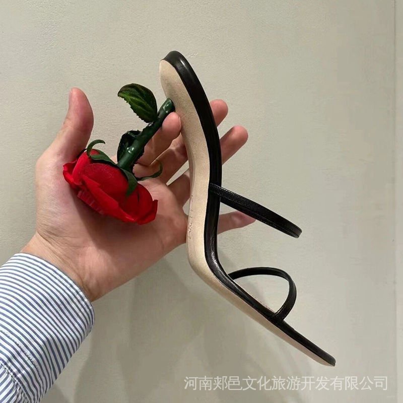 Giày Sandal Cao Gót Hở Ngón Đính Hoa Hồng Phong Cách Thời Trang Mới 2022 Dành Cho Nữ