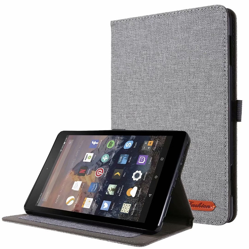 Fabric pattern PU leather case Vỏ bảo vệ for 2020 Amazon Fire HD8 Ốp lưng HD 8 Plus Bao da