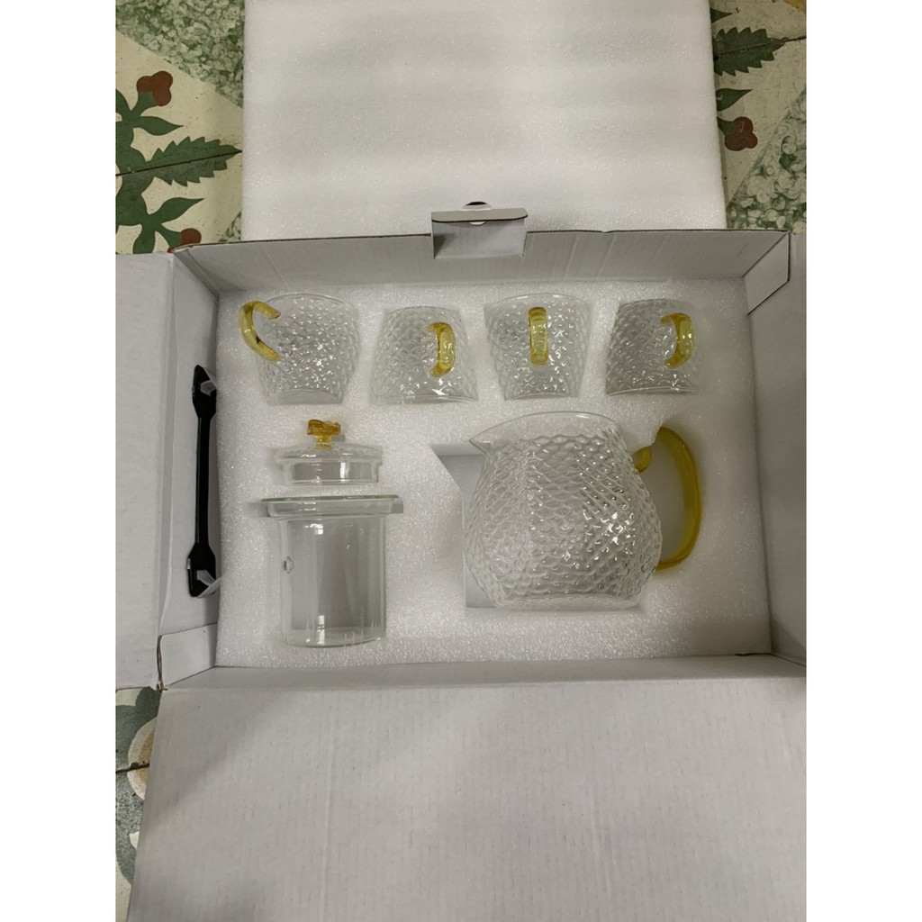Bộ bình trà và 4 chén thuỷ tinh siêu nhẹ cao cấp Chịu nhiệt 150 độ C 9631039