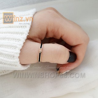 💍💍 Nhẫn cặp Titan đính đá N259 (màu đen, viền đồng) 💍💍- Winz.vn