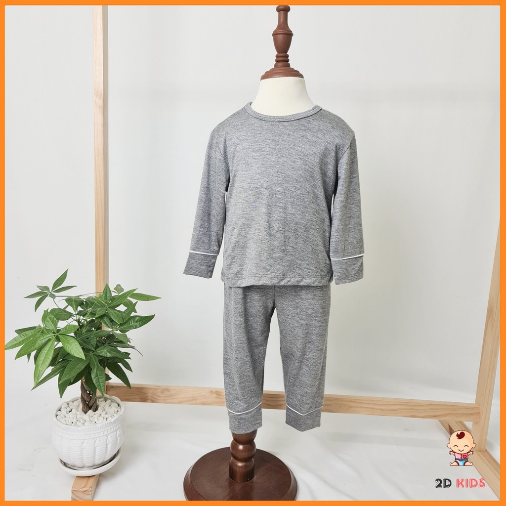 Bộ Thu Đông Cotton Bé Trai, Bộ Cotton Trơn Cho Bé 6-17kg Mặc Cực Xinh - 2D KIDS
