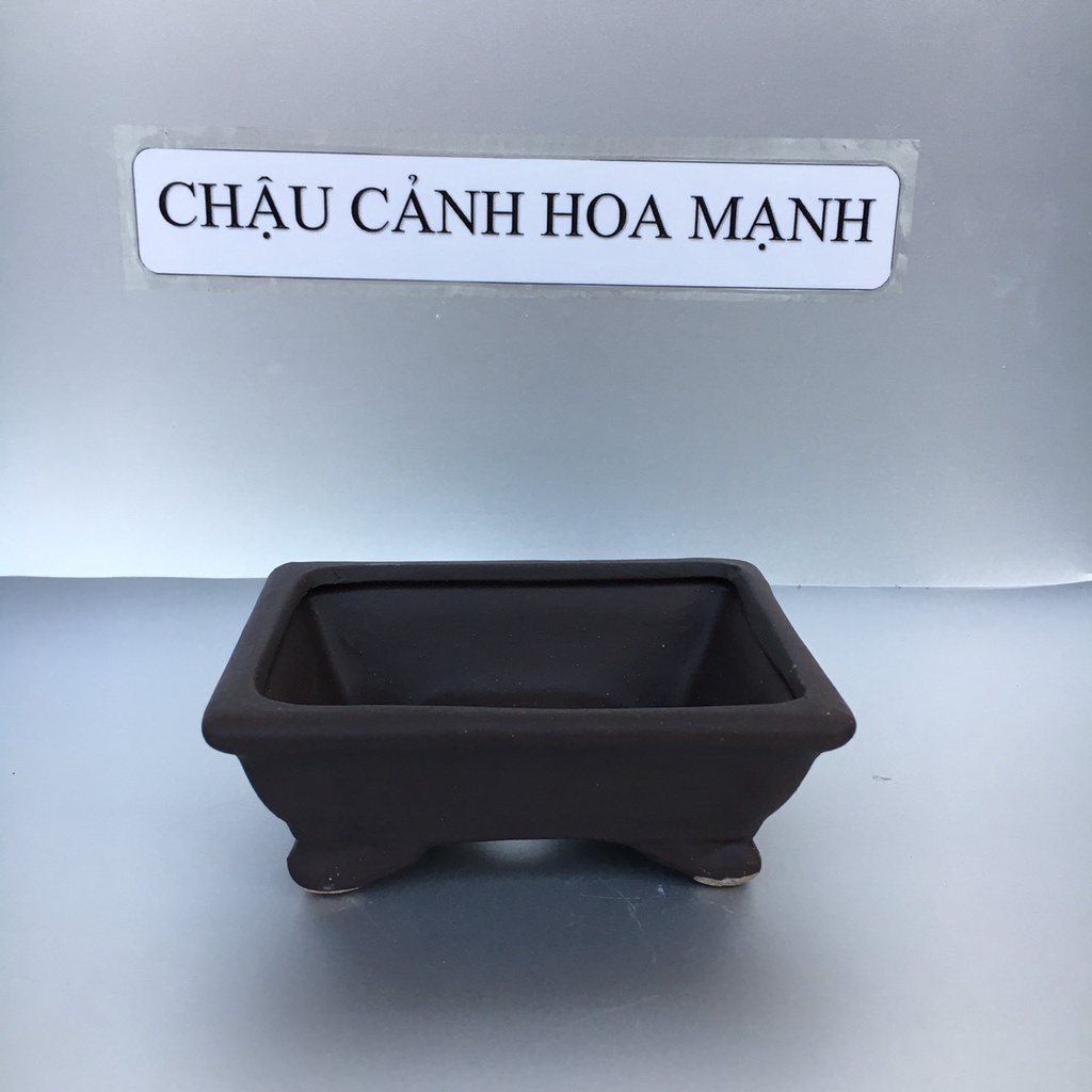 Chậu Chữ nhật bonsai sen đá mini đất nung màu đỏ đen gốm Bát tràng 1 size SP368