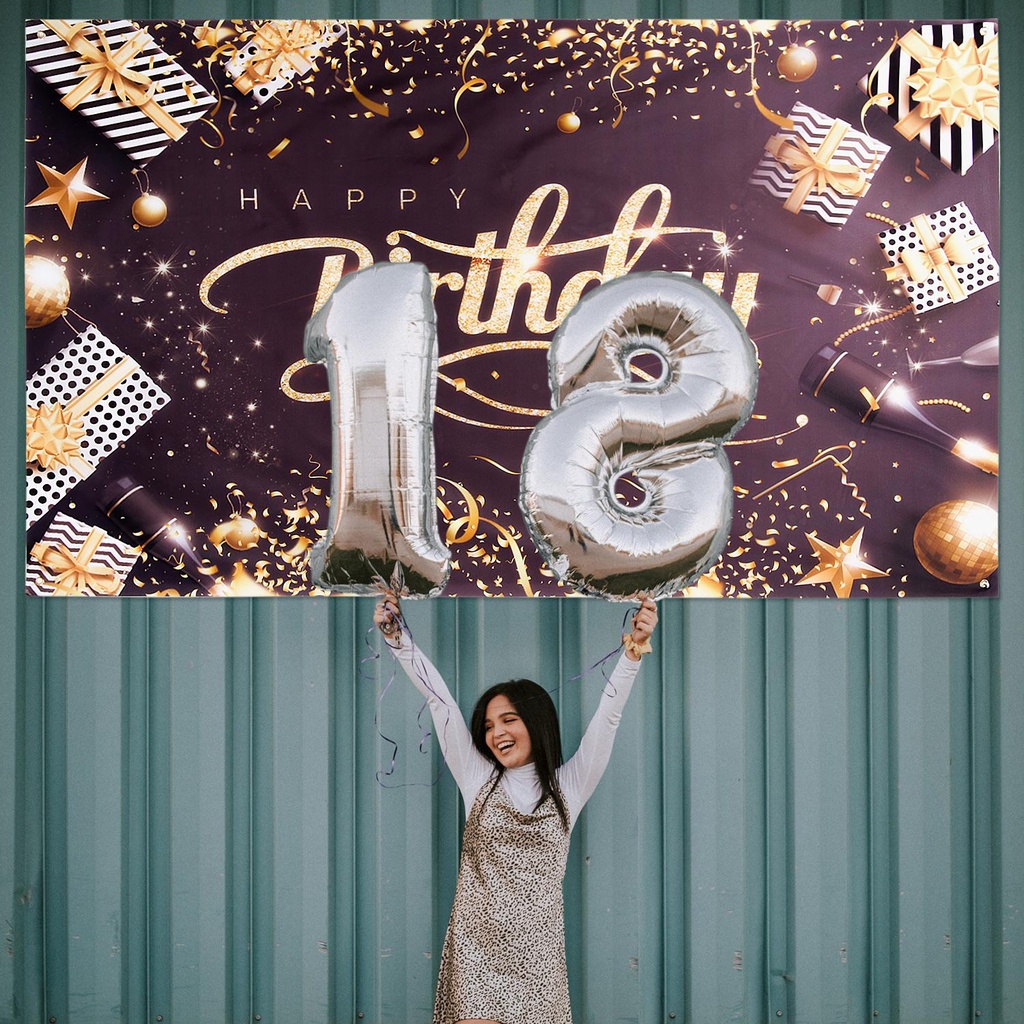 Tấm Phông Nền Vải Treo Trang Trí Tiệc Sinh Nhật In Chữ happy Birthday