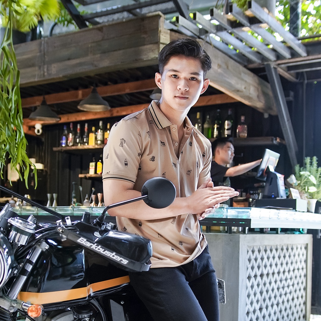 Áo polo nam hoạ tiết COFFEE ICON big size 3xl 90kg thoải mái, áo thun nam TheBasic