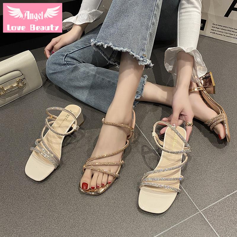 Giày Sandal Cao Gót Đính Đá Thời Trang Mùa Hè Hàng Mới 2022 Dễ Phối Đồ Cho Nữ