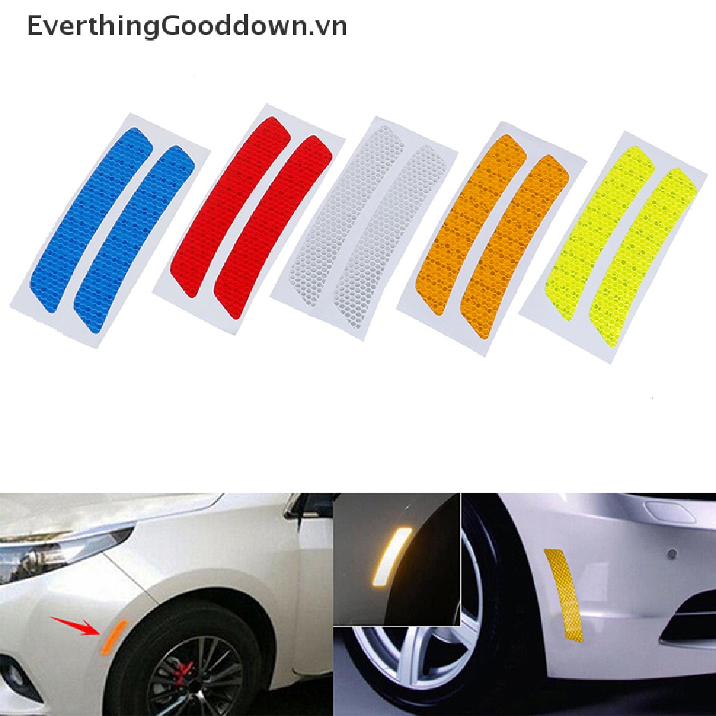 Everthinggooddown 2 Miếng Dán Phản Quang Cảnh Báo Cản Sau Xe Hơi