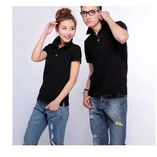 ÁO THUN PO LO MÀU ĐEN NAM / NỮ CỘC TAY CỔ BẺ 8YYU3