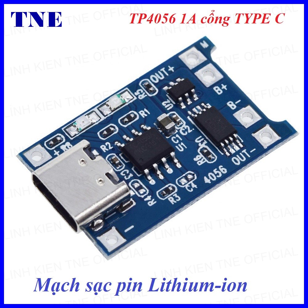 Mạch sạc pin Lithium-Li-ion-18650 TP4056 1A cổng TYPE C