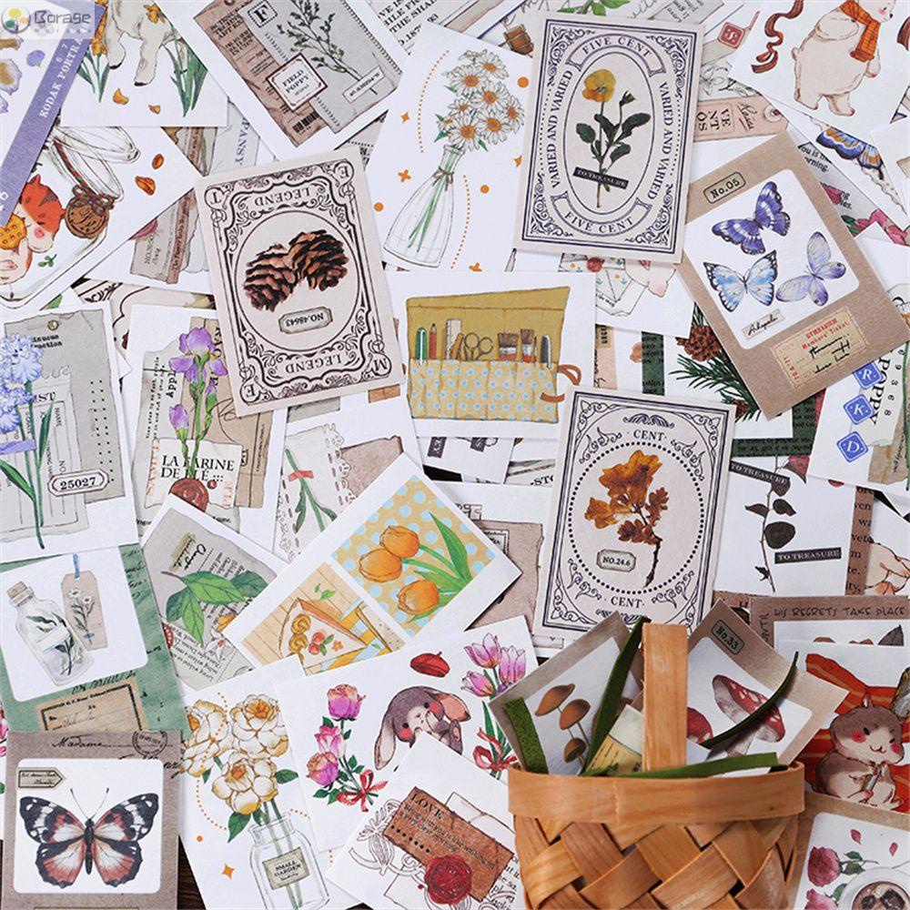 Set 50 miếng dán trang trí sổ tay phong cách vintage