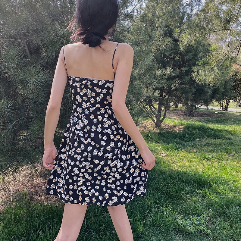 IELGY     Váy Mới Váy Hoa Cúc Cổ Điển