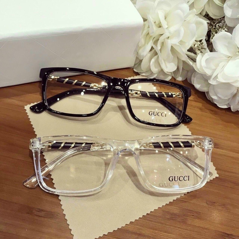 Gọng Kính Cận Vuông Kim Loại Viền Xoắn Vàng