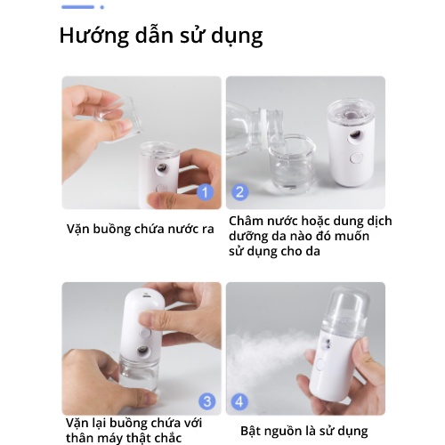 Máy Phun Sương - Xông Tinh Dầu Cầm Tay Xịt Khoáng MINI NANO - Cấp Ẩm Dưỡng Da - Làm Mát