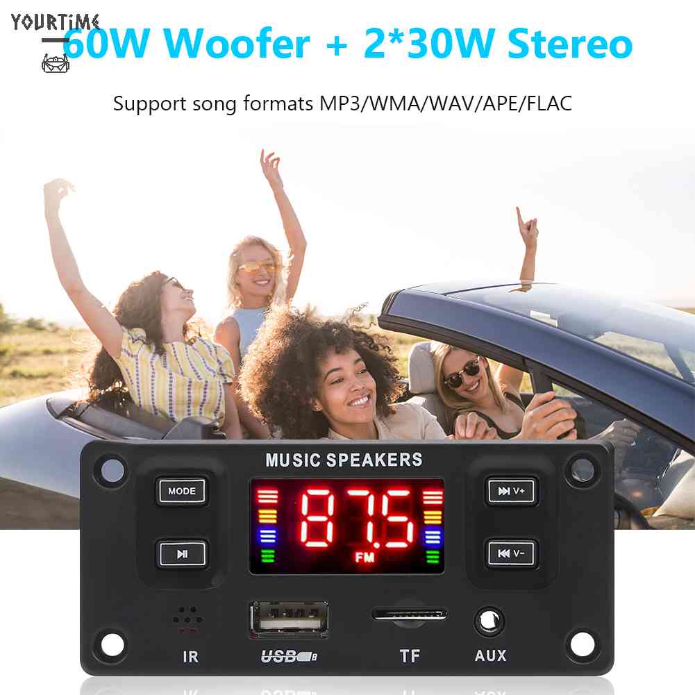 Mạch Giải Mã Khuếch Đại Âm Thanh MP3 60W 2 X 30W Bluetooth Cho Xe Hơi