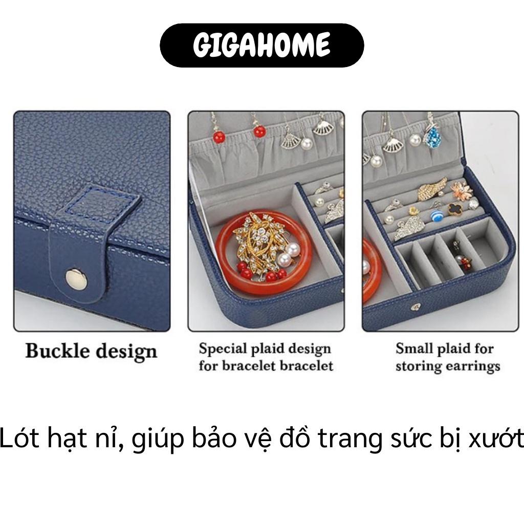 Hộp Đựng Trang Sức GIGAHOME Hộp Bảo Quản Nữ Trang, Khuyên Tai Bọc Da Pu Có Khóa Bấm 7957