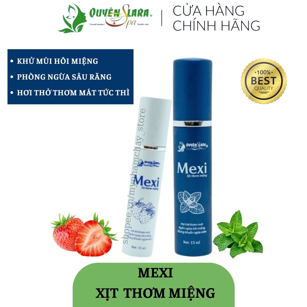 Chai Xịt Thơm Miệng Mexi ️Quyên Lara Giúp Hơi Thở Thơm Mát,Tự Tin Giao Tiếp,Vệ Sinh Khử Mùi Hôi Miệng Tức Thì  15ml