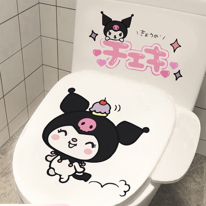 Sticker Dán Toilet Bằng Pvc Chống Nước Họa Tiết Kuromi Dễ Thương Thời Trang 2022