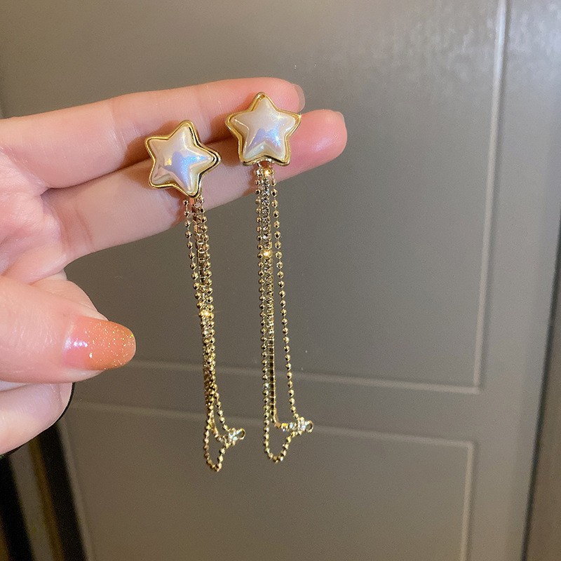 Bông Tai Tua Rua Dáng Dài Đính Đá Sang Trọng Thời Trang Cho Nữ