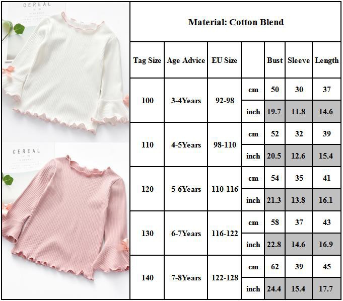 Áo Kiểu Tay Loe Màu Trơn Bằng Cotton Dùng Cho Bé Gái Từ 3 Tới 8 Tuổi