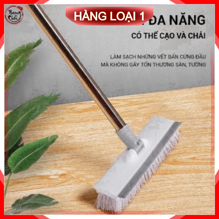 Cây chổi lau quét chà gạt nước sàn nhà thông minh phòng tắm 2 đầu đa năng cán inox 3 mức chiều dài