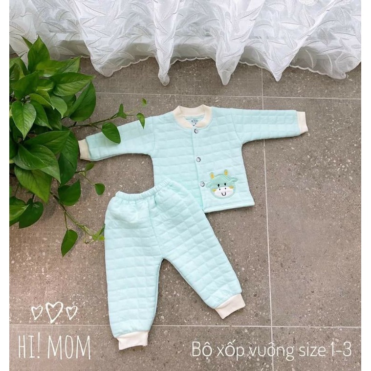 {3-8kg} Bộ nỉ sơ sinh dài tay chất xốp trần bông ấm