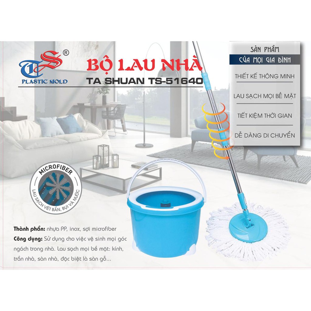 Bộ lau nhà Xoay tay Tashuan Ts-5164O_Giao màu ngẫu nhiên