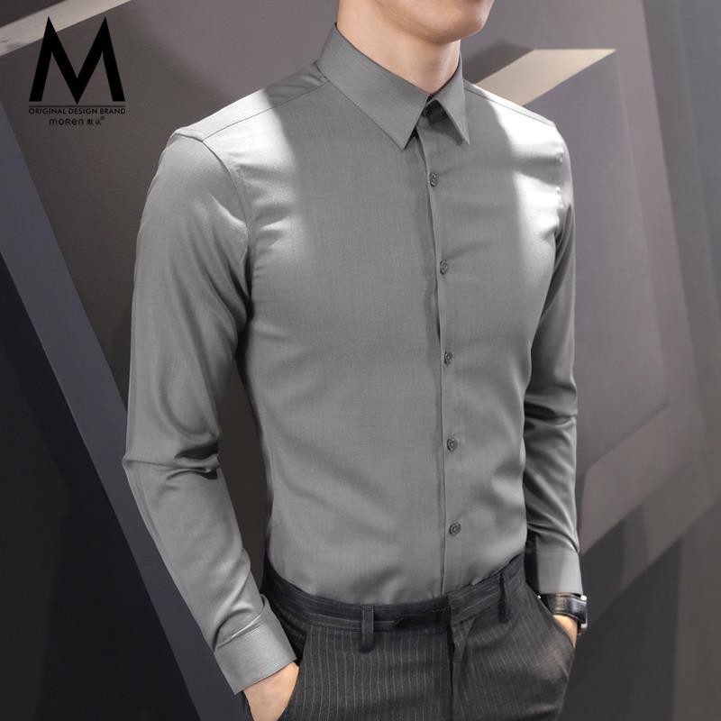 【Non-iron shirt】Men Formal Button Smart Casual Plus Size Long Sleeve Slim Fit Men's long sleeve summer thin fashion Korean casual inch shirt business slim men's shirt fashion