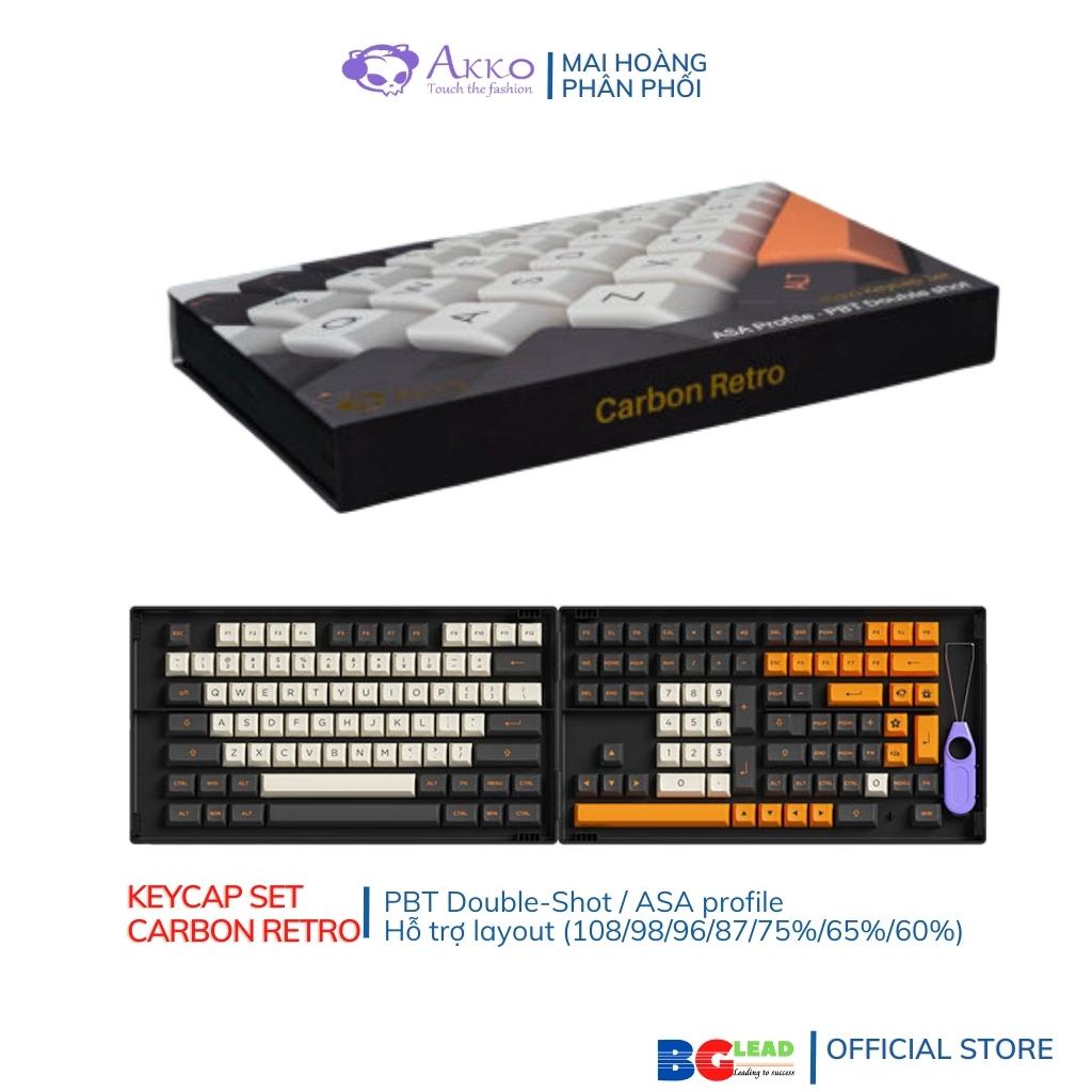 Bộ keycap cho bàn phím cơ AKKO|Keycap set – Carbon Retro (PBT Double-Shot/ASA profile/158 nút)