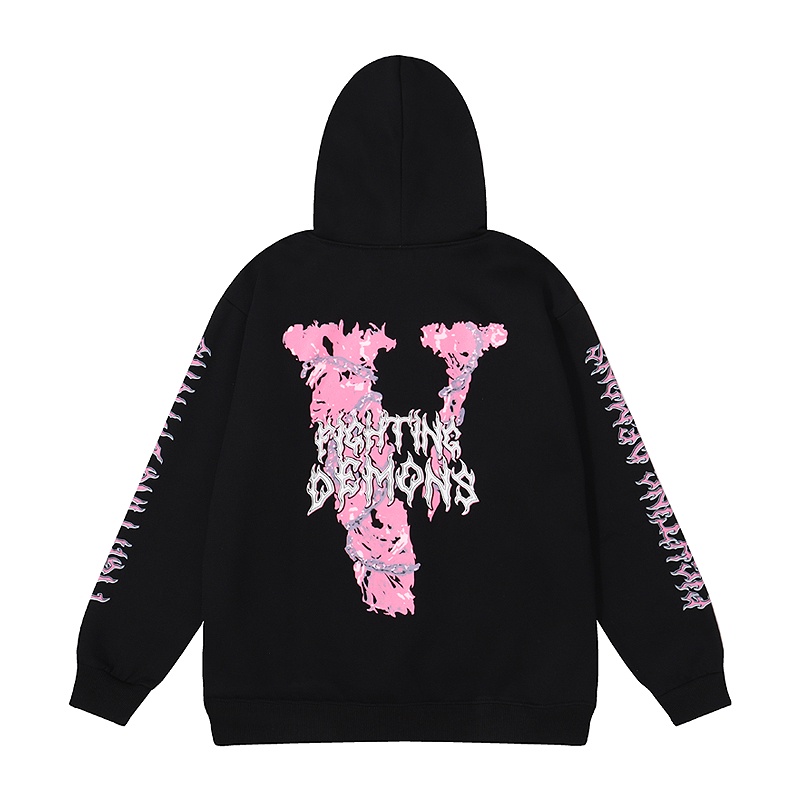 Vlone Áo Hoodie Vải Lông Cừu In Chữ V Thời Trang Cá Tính