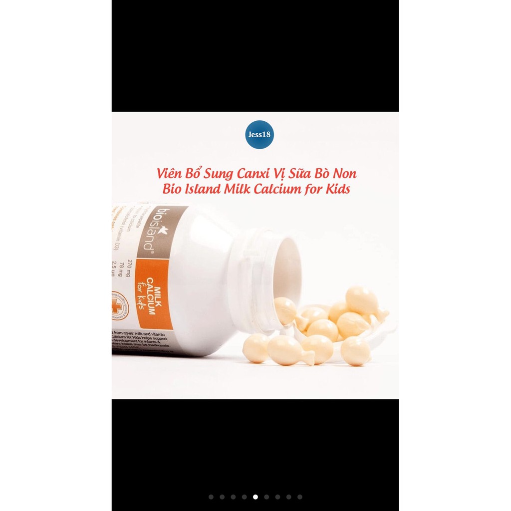 Canxi sữa Canxi Milk Bioisland bổ sung cho bé từ 7 tháng tuổi 90 viên - Úc