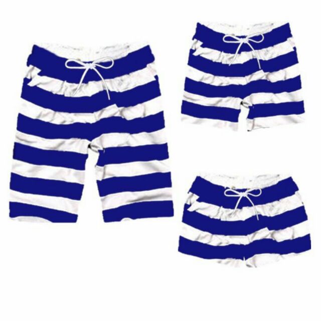 Quần đi biển quần gia đình kẻ xanh thun cotton co giãn 4 chiều đủ size từ 8-85kg