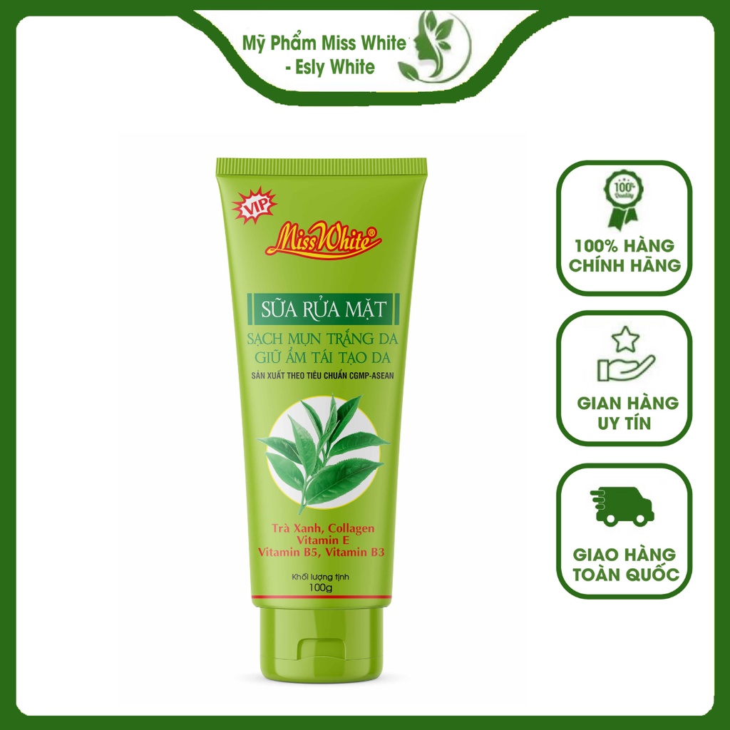 Sữa Rửa Mặt Sạch Mụn Trắng Da Giữ Ẩm Tái Tạo Da 100g Chính Hãng