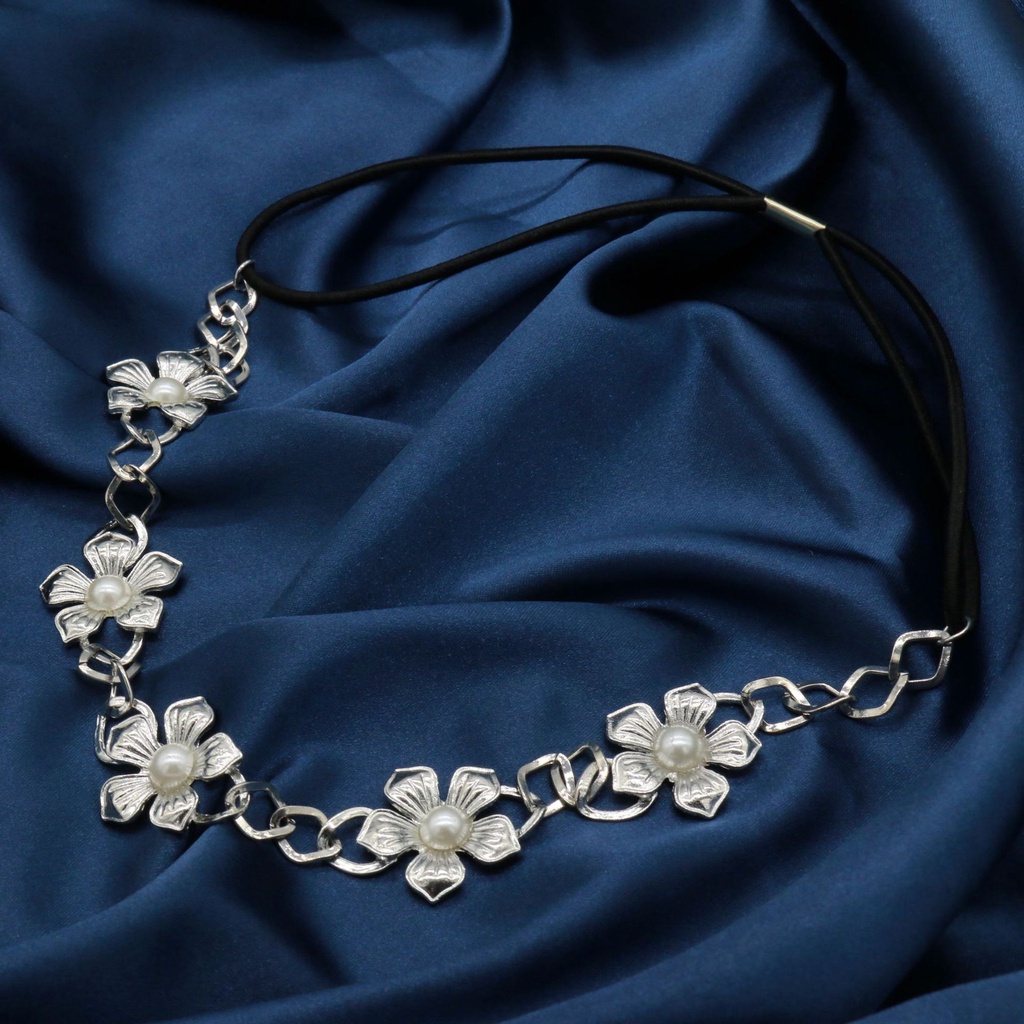 Băng đô cài tóc hình hoa đính ngọc trai/ hình tròn phong cách retro Hàn Quốc