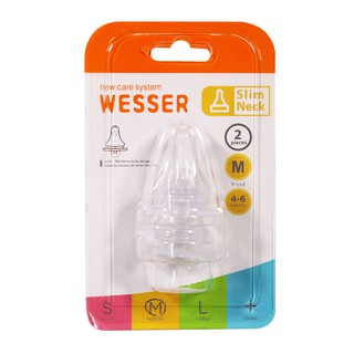 [CHÍNH HÃNG] Bộ Đôi Núm Vú Wesser Cổ Nhỏ Size M (Cho bé 4-6 tháng tuổi)