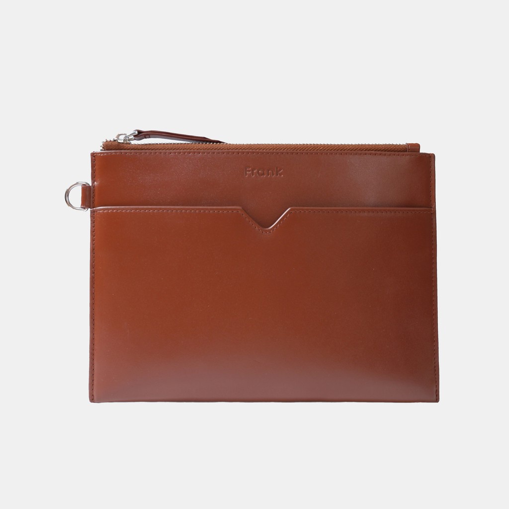 Túi Clutch Nam Da Bò Trơn Cao Cấp FRANK V Pouch Ví Cầm Tay Nam Nhiều Ngăn Sang Trọng Tiện Dụng - Màu Đen