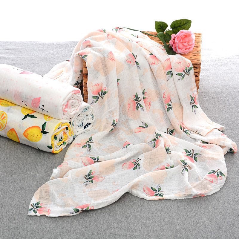 Khăn xô sợi tre Muslin Swaddle mềm mịn kích thướt 120x 120 cm cho bé