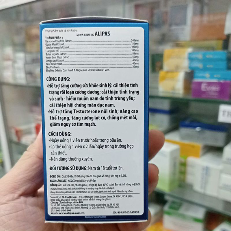 ✅ [Chính Hãng] Men's Ginseng Alipas (Hộp 30 viên) Thực phẩm hỗ trợ tăng cường sức khoẻ sinh lý