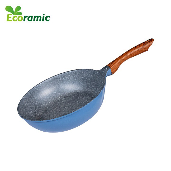 Chảo sứ ceramic ECORAMIC đáy từ vân đá chống dính 22 24 26 28 tay cầm chịu nhiệt chảo gốm sứ tặng bình xịt dầu