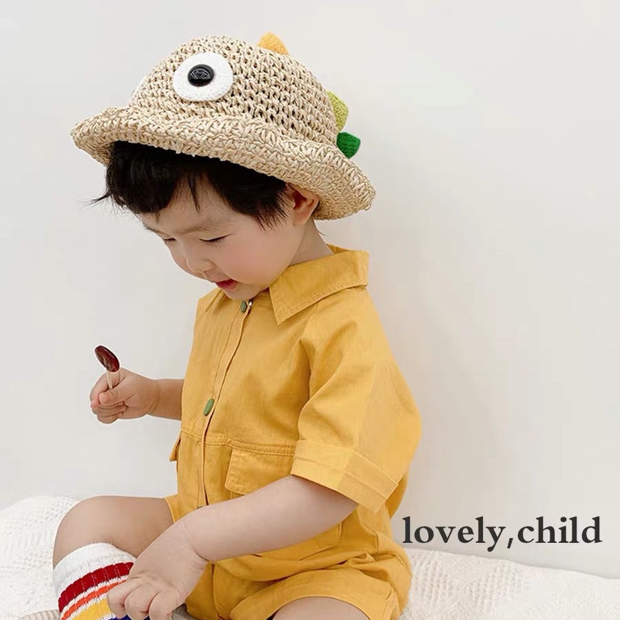 Bộ áo liền quần cotton màu trơn thời trang mùa hè Hàn Quốc mới dành cho trẻ em
