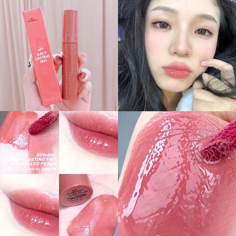 Son bóng Hàn quốc Romand Lasting tint màu 18 Mulled Peach hồng đào