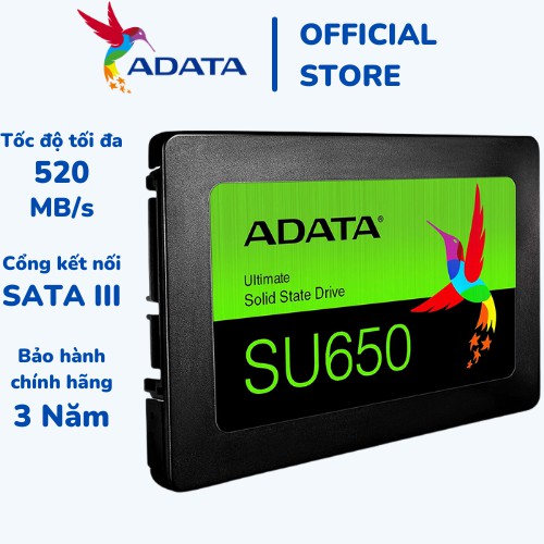 Ổ cứng ADATA SSD SU650 960GB 3D-NAND 2.5&quot; SATA III up to 520MB/s