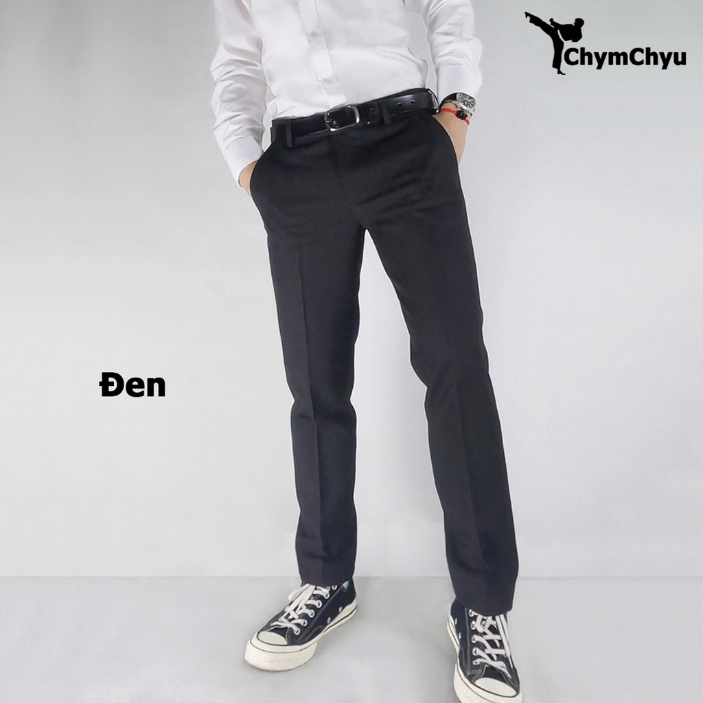 Combo 2 Quần Tây Nam Cao Cấp Dáng Suông ChymChyu - Quần Âu Nam Đẹp Ống Đứng Màu Đen, Ghi Xám